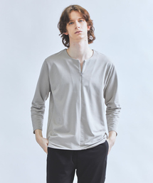 スリットネック八分袖プルオーバー Tシャツ
