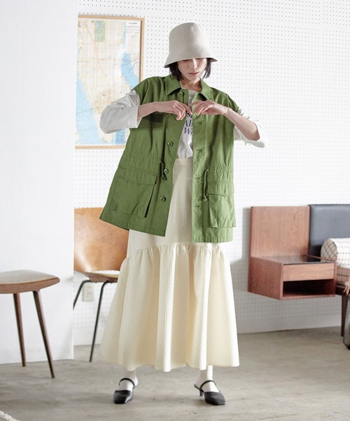 LOWRYS FARM（ローリーズファーム）の「ガララウンドティアードスカート　186184（スカート・レディース・ブラック/アイボリー・FREE）」の5枚目の写真