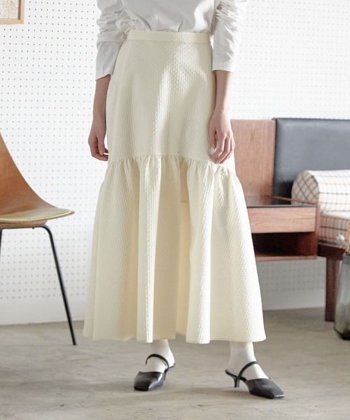 LOWRYS FARM（ローリーズファーム）の「ガララウンドティアードスカート　186184（スカート・レディース・ブラック/アイボリー・FREE）」の7枚目の写真
