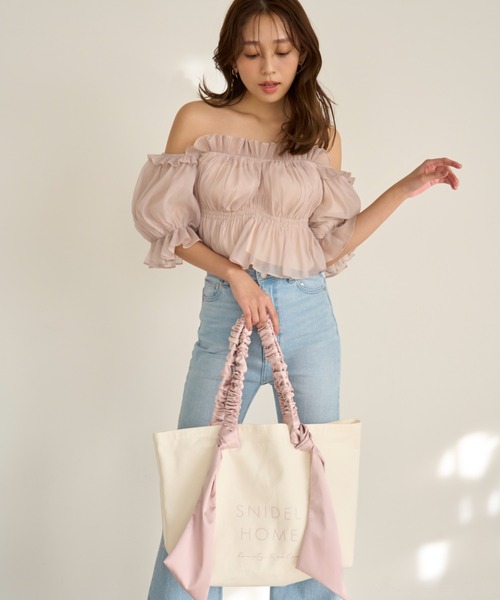 SNIDEL HOME(スナイデルホーム)の「オーガニックキャンパストート -BIG-(トートバッグ・レディース・ライトピンク/ブラック/ピンクベージュ/ピンク・FREE)」の5枚目の写真