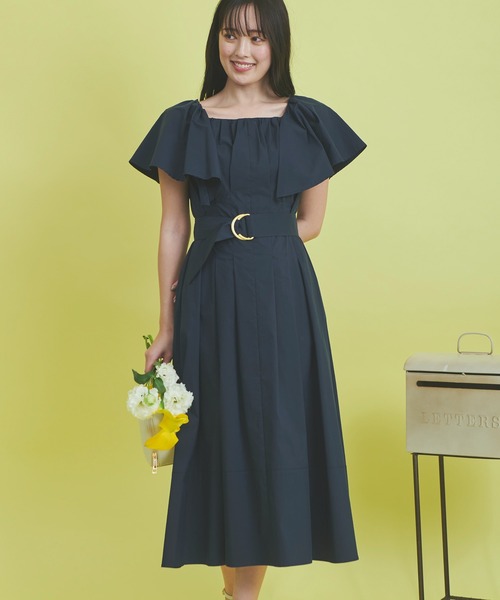 NOELA(ノエラ)の「タイプライターボリュームワンピ(ワンピース・レディース・イエロー/ネイビー/ベージュ・S/M)」の2枚目の写真