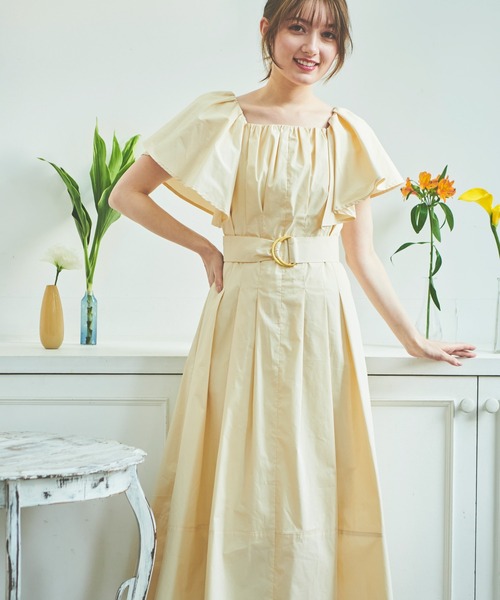 NOELA(ノエラ)の「タイプライターボリュームワンピ(ワンピース・レディース・イエロー/ネイビー/ベージュ・S/M)」の5枚目の写真