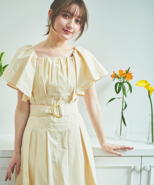 NOELA(ノエラ)の「タイプライターボリュームワンピ(ワンピース・レディース・イエロー/ネイビー/ベージュ・S/M)」の6枚目の写真
