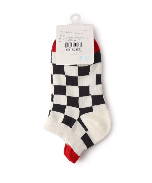 SHOO・LA・RUE（シューラルー）の「◆チェッカーフラッグ柄スニーカー丈ソックス（ソックス/靴下・キッズ・黄緑系5/レッド系6/イエロー系9・53/59/56）」の4枚目の写真