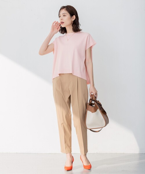 組曲(クミキョク)の「【洗える・型崩れしにくい】CHAI ニットTシャツ(ニット/セーター・レディース・アイボリー系/ネイビー系/ピンク系/オールドローズ系・2)」の7枚目の写真