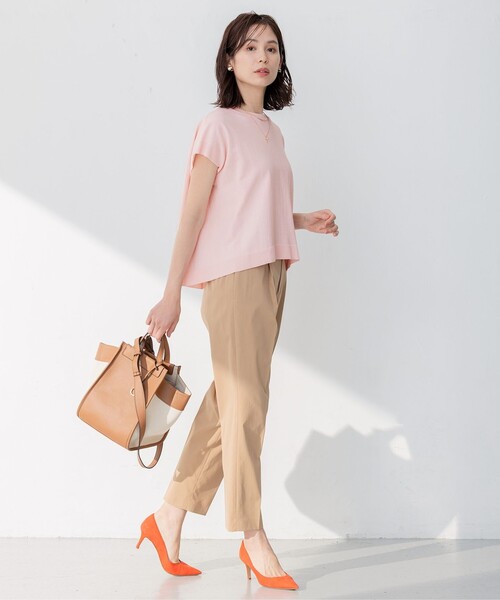組曲(クミキョク)の「【洗える・型崩れしにくい】CHAI ニットTシャツ(ニット/セーター・レディース・アイボリー系/ネイビー系/ピンク系/オールドローズ系・2)」の8枚目の写真