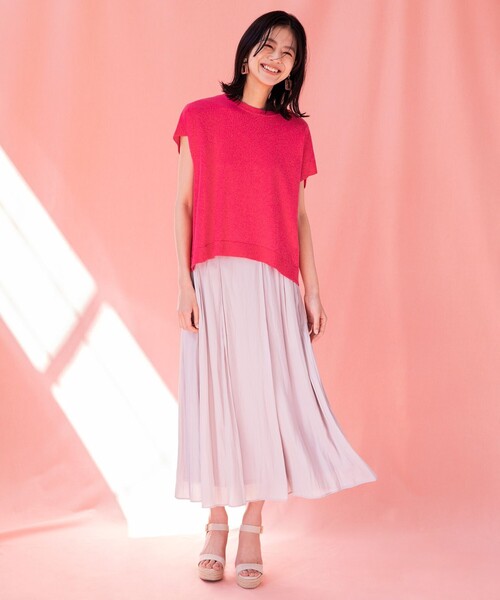 組曲(クミキョク)の「【洗える・型崩れしにくい】CHAI ニットTシャツ(ニット/セーター・レディース・アイボリー系/ネイビー系/ピンク系/オールドローズ系・2)」の9枚目の写真