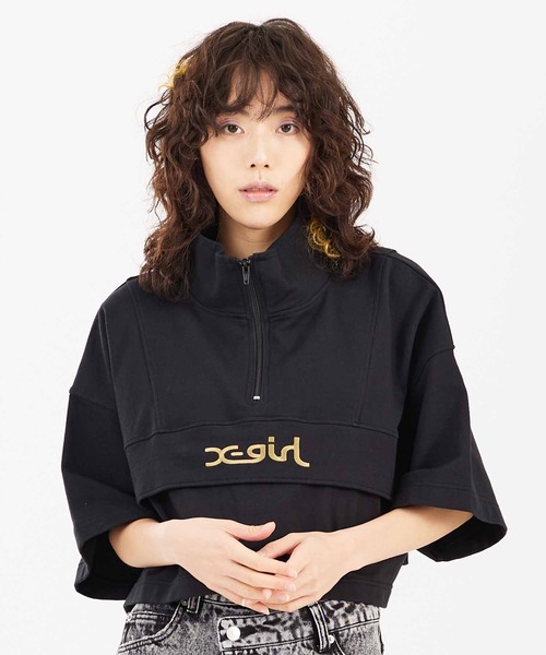 X-girl(エックスガール)の「CROPPED ANORAK(Tシャツ/カットソー・レディース・ホワイト/ブラック/ベージュ・M/S)」の7枚目の写真