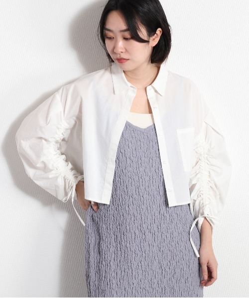 cepo（セポ）の「ソデギャザーショートシャツ（シャツ/ブラウス・レディース・ベージュ/オフホワイト/ラベンダー・M）」の8枚目の写真