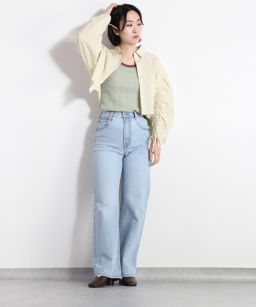 cepo（セポ）の「ソデギャザーショートシャツ（シャツ/ブラウス・レディース・ベージュ/オフホワイト/ラベンダー・M）」の5枚目の写真