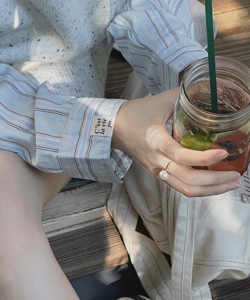 Vipoa（ヴィポア）の「クラシカルストライプリボンタイブラウス（シャツ/ブラウス・レディース・ブルー・FREE）」の8枚目の写真