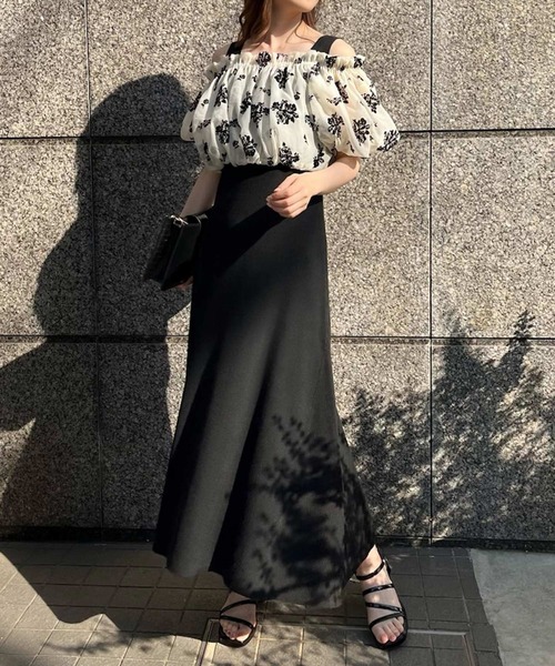 one after another NICE CLAUP（ワンアフターアナザーナイスクラップ）の「前後2WAYブラウス+ニットワンピースセット（ワンピース・レディース・オフホワイト/ブラック/ピンク・FREE）」の3枚目の写真