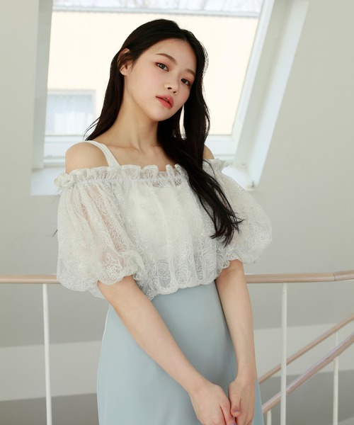 one after another NICE CLAUP（ワンアフターアナザーナイスクラップ）の「前後2WAYブラウス+ニットワンピースセット（ワンピース・レディース・オフホワイト/ブラック/ピンク・FREE）」の15枚目の写真