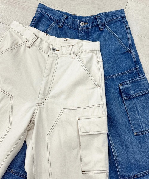 KIIT（キート）の「KIIT キート / DOUBLE KNEE CARGO PANTS ダブルニーカーゴパンツ / KIP-P94A-006（デニムパンツ・メンズ・インディゴブルー・1/2/3）」の4枚目の写真
