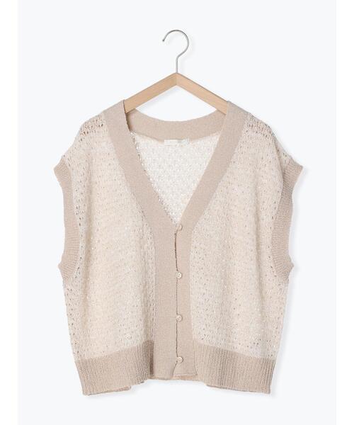 ehka sopo（エヘカソポ）の「配色透かし編みベスト（ベスト・レディース・ベージュ/グリーン/ピンク/ブラック・ﾌﾘ-）」の3枚目の写真