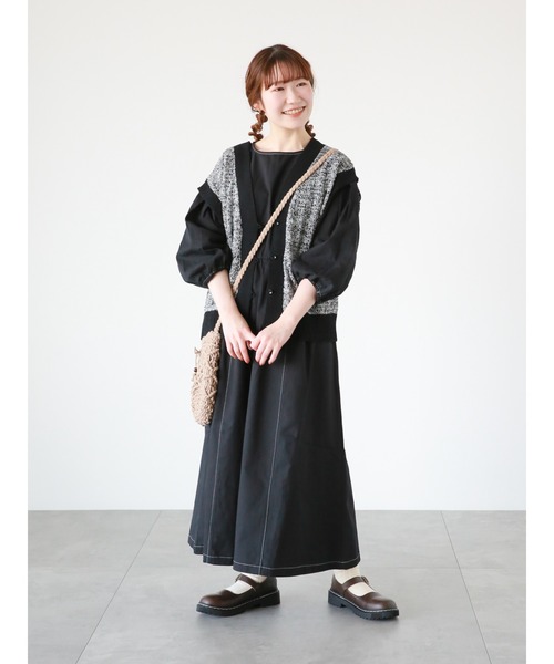 ehka sopo（エヘカソポ）の「配色透かし編みベスト（ベスト・レディース・ベージュ/グリーン/ピンク/ブラック・ﾌﾘ-）」の15枚目の写真