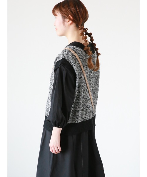 ehka sopo（エヘカソポ）の「配色透かし編みベスト（ベスト・レディース・ベージュ/グリーン/ピンク/ブラック・ﾌﾘ-）」の20枚目の写真