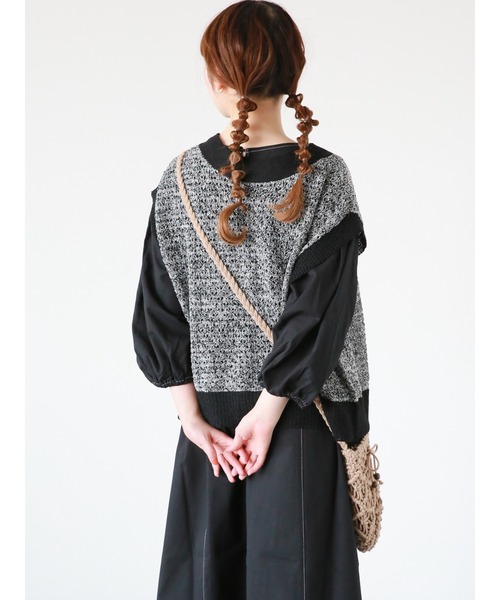 ehka sopo（エヘカソポ）の「配色透かし編みベスト（ベスト・レディース・ベージュ/グリーン/ピンク/ブラック・ﾌﾘ-）」の21枚目の写真