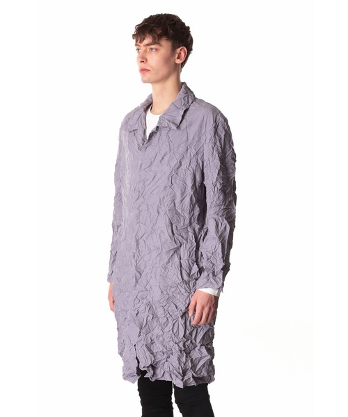 ATTACHMENT（アタッチメント）の「ポリエステル・ポプリン リンクルド バルマカーンコート / PE/WO POPLIN WRINKLED BALMACAAN COAT（ステンカラーコート・メンズ・グレー系その他/ブラック・3/1/2）」の3枚目の写真