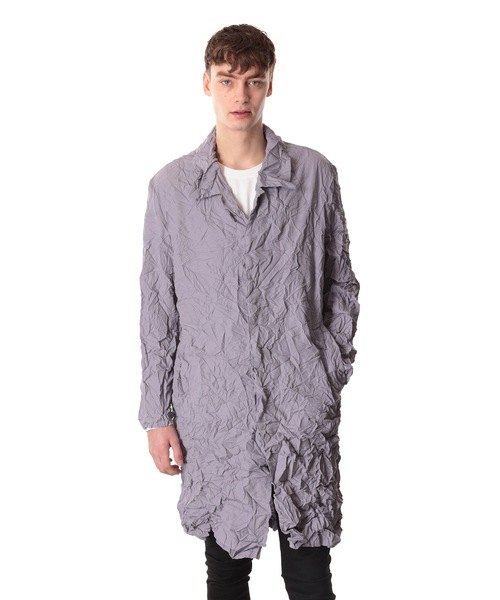 ATTACHMENT（アタッチメント）の「ポリエステル・ポプリン リンクルド バルマカーンコート / PE/WO POPLIN WRINKLED BALMACAAN COAT（ステンカラーコート・メンズ・グレー系その他/ブラック・3/1/2）」の7枚目の写真