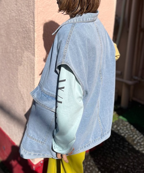 mi via loca（ミヴィアロカ）の「オーバーサイズデニムベスト（ベスト・レディース・ブルー・FREE）」の8枚目の写真