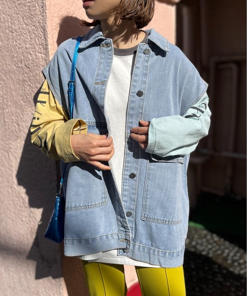 mi via loca（ミヴィアロカ）の「オーバーサイズデニムベスト（ベスト・レディース・ブルー・FREE）」の2枚目の写真