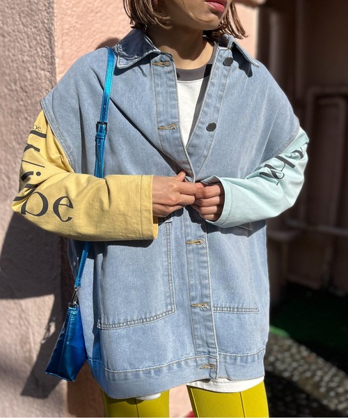 mi via loca（ミヴィアロカ）の「オーバーサイズデニムベスト（ベスト・レディース・ブルー・FREE）」の13枚目の写真