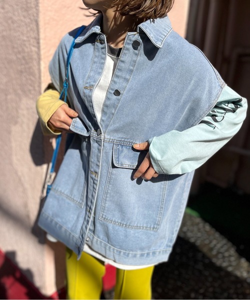 mi via loca（ミヴィアロカ）の「オーバーサイズデニムベスト（ベスト・レディース・ブルー・FREE）」の15枚目の写真