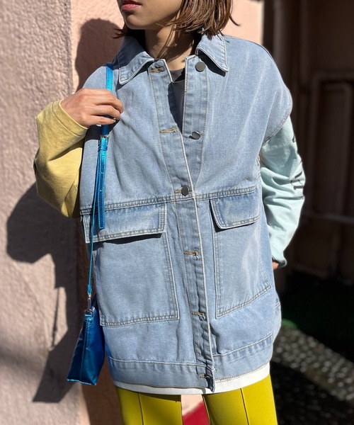 mi via loca（ミヴィアロカ）の「オーバーサイズデニムベスト（ベスト・レディース・ブルー・FREE）」の17枚目の写真