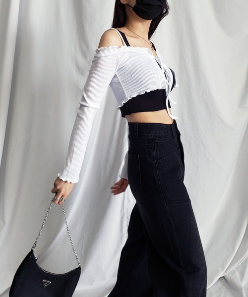 me+em select（ミームセレクト）の「【 選べる４サイズ ／２カラー 】ツーポケットハイウエストルーズロングデニム（デニムパンツ・レディース・ブルー/ブラック・LARGE/X-LARGE/SMALL/MEDIUM）」の16枚目の写真