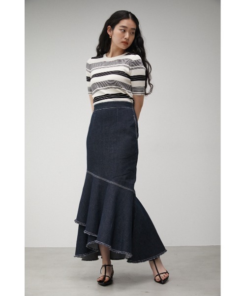 マーメイドデニムフレアスカート : [Yorkfine] マーメイド マキシ ロング デニムスカート