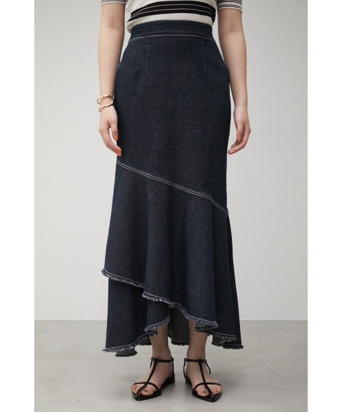 AZUL by moussy（アズールバイマウジー）の「MERMAID DENIM FLARE SKIRT/マーメイドデニムフレアスカート（デニムスカート・レディース・ワンウォッシュ/オフホワイト・MEDIUM/SMALL）」の7枚目の写真