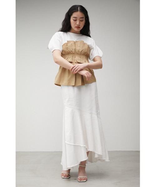 AZUL by moussy（アズールバイマウジー）の「MERMAID DENIM FLARE SKIRT/マーメイドデニムフレアスカート（デニムスカート・レディース・ワンウォッシュ/オフホワイト・MEDIUM/SMALL）」の14枚目の写真