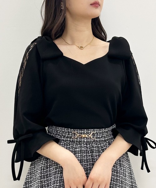 INGNI（イング）の「肩リボン袖割れ7分袖トップス（その他トップス・レディース・ブラック/オフホワイト・M）」の16枚目の写真