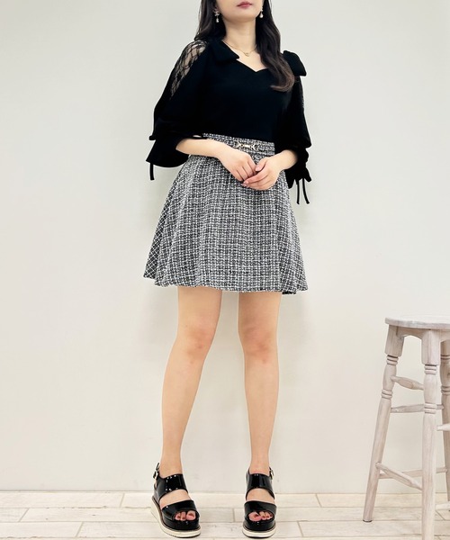 INGNI（イング）の「肩リボン袖割れ7分袖トップス（その他トップス・レディース・ブラック/オフホワイト・M）」の6枚目の写真