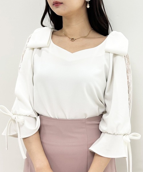 INGNI（イング）の「肩リボン袖割れ7分袖トップス（その他トップス・レディース・ブラック/オフホワイト・M）」の15枚目の写真