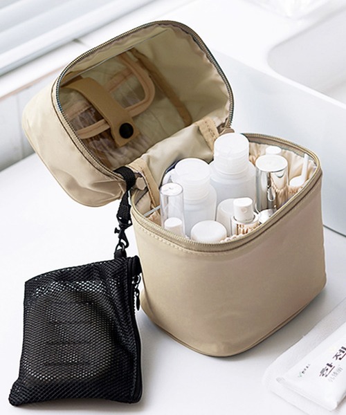 【期限9/30】⑤メイクポーチの中セット セール】【多ポケット/防水】【メッシュポーチ付き】スタンド式縦型