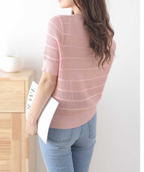 La-gemme（ラジェム）の「透かし編みニットカーディガン（カーディガン/ボレロ・レディース・イエロー/ホワイト/ピンク/ライム/グリーン/ブラック・フリー）」の16枚目の写真