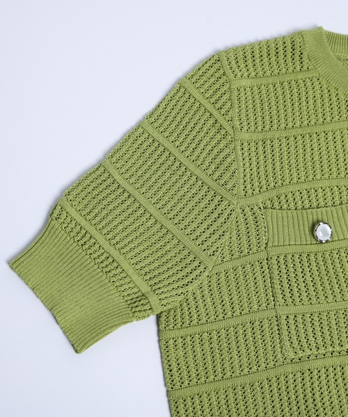 La-gemme（ラジェム）の「透かし編みニットカーディガン（カーディガン/ボレロ・レディース・イエロー/ホワイト/ピンク/ライム/グリーン/ブラック・フリー）」の13枚目の写真