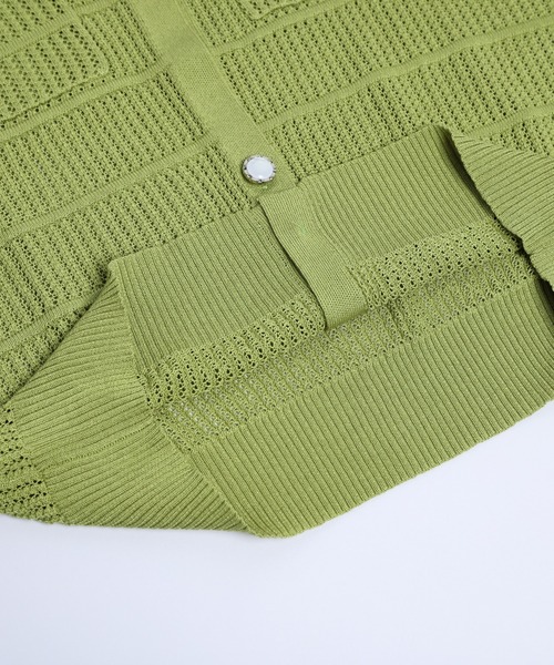 La-gemme（ラジェム）の「透かし編みニットカーディガン（カーディガン/ボレロ・レディース・イエロー/ホワイト/ピンク/ライム/グリーン/ブラック・フリー）」の10枚目の写真