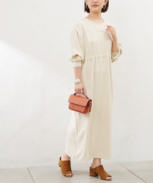 バックVボリューム袖ワンピース