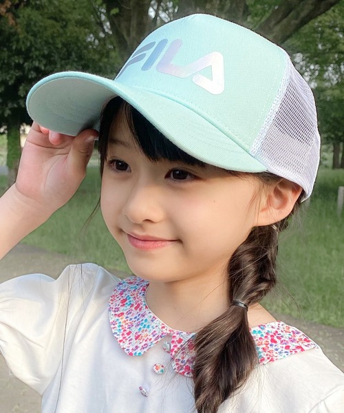 FILA（フィラ）の「フィラ KIDS ガールズメッシュキャップ キラキラロゴ（キャップ・キッズ・ピンク/ライトブルー/パープル・FREE）」の3枚目の写真