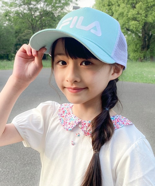 FILA（フィラ）の「フィラ KIDS ガールズメッシュキャップ キラキラロゴ（キャップ・キッズ・ピンク/ライトブルー/パープル・FREE）」の4枚目の写真
