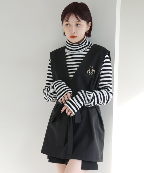 one after another NICE CLAUP（ワンアフターアナザーナイスクラップ）の「新色追加/NCロゴブローチ付きベスト（ベスト・レディース・ブラック/ブラック系その他/アイボリー・FREE）」の16枚目の写真