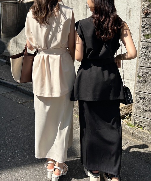 one after another NICE CLAUP（ワンアフターアナザーナイスクラップ）の「新色追加/NCロゴブローチ付きベスト（ベスト・レディース・ブラック/ブラック系その他/アイボリー・FREE）」の14枚目の写真