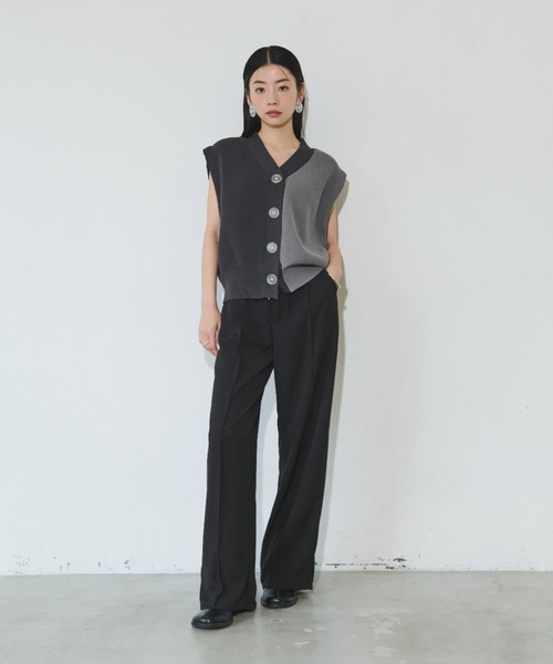 Solace（ソレイス）の「バイカラーニットベスト（ベスト・レディース・ブラウン/ブラック・FREE）」の9枚目の写真