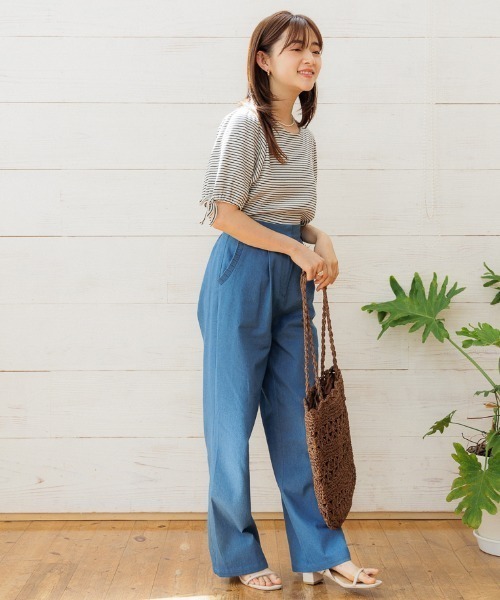 WEB限定】フラワープリントタックパンツ