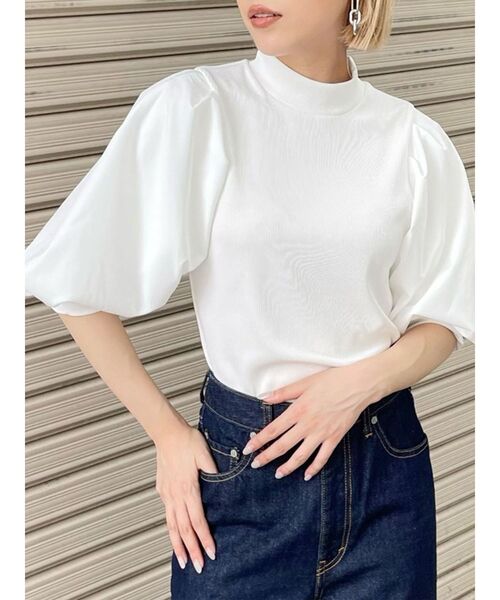 MURUA（ムルーア）の「テレコドッキングショートトップス（Tシャツ/カットソー・レディース・ブラック/ホワイト/グリーン・FREE）」の2枚目の写真