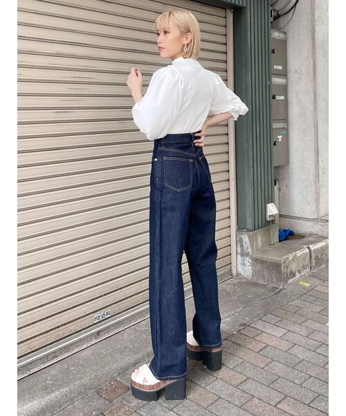 MURUA（ムルーア）の「テレコドッキングショートトップス（Tシャツ/カットソー・レディース・ブラック/ホワイト/グリーン・FREE）」の8枚目の写真