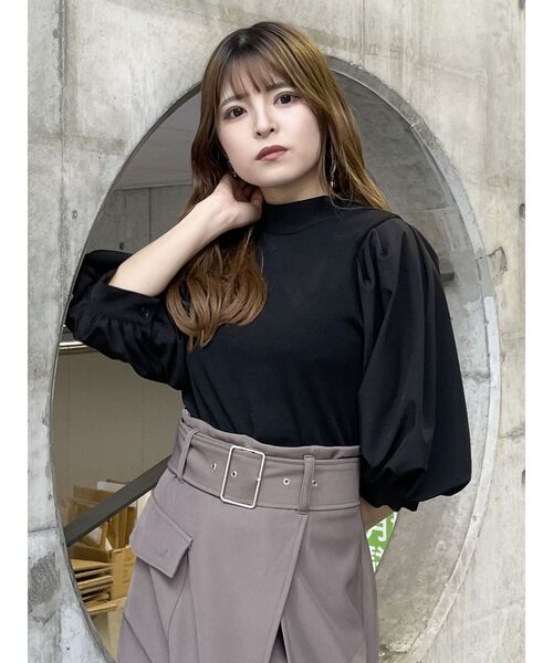 MURUA（ムルーア）の「テレコドッキングショートトップス（Tシャツ/カットソー・レディース・ブラック/ホワイト/グリーン・FREE）」の11枚目の写真